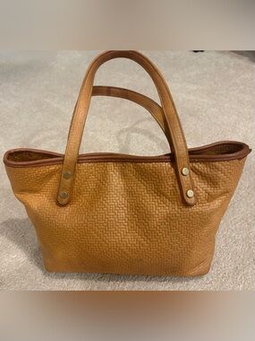 Laudi Vidni Woven Tan Leather Tote Bag